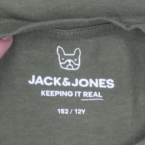 Jack & Jones Boys Green Logo Cotton Regular Fit T-Shirt 12 Years
