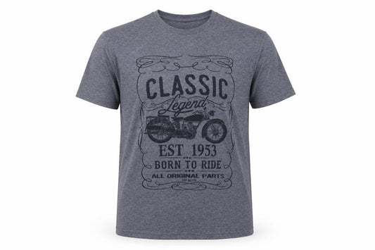 Front view of Gildan Men's Blue Classic Motorcycle Graphic Short Sleeve T-Shirt - L