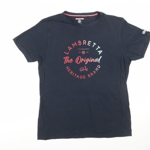Lambretta Men's Navy Heritage Graphic T-Shirt Large Cotton Crew Neck