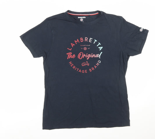 Lambretta Men's Navy Heritage Graphic T-Shirt Large Cotton Crew Neck