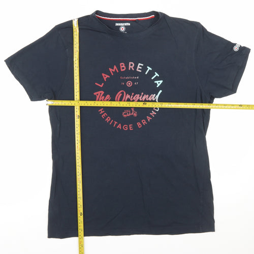 Lambretta Men's Navy Heritage Graphic T-Shirt Large Cotton Crew Neck