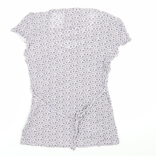 Rocha John Rocha Women's White Floral V-Neck Tunic Blouse Size 8