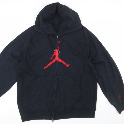 Jordan Men's Black Full Zip Hoodie L Red Jumpman Logo