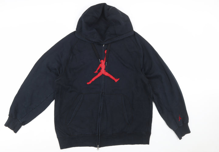 Jordan Men's Black Full Zip Hoodie L Red Jumpman Logo