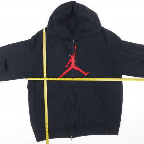 Jordan Men's Black Full Zip Hoodie L Red Jumpman Logo