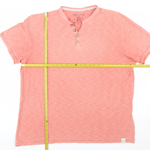 Mantaray Men's Pink XL Vintage Wash Henley Short Sleeve T-Shirt