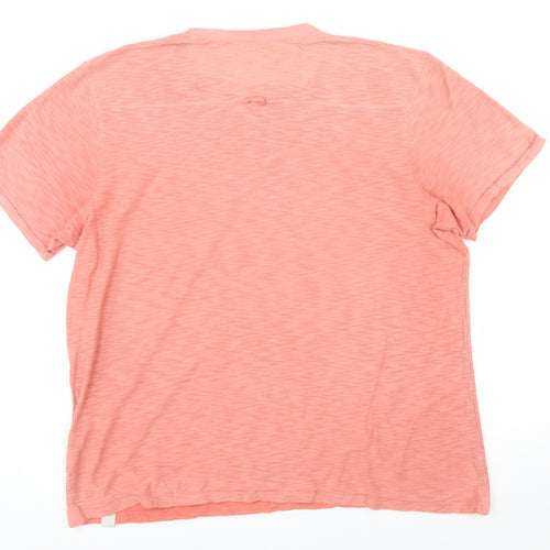 Mantaray Men's Pink XL Vintage Wash Henley Short Sleeve T-Shirt