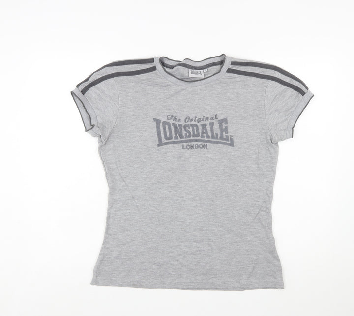 Lonsdale Women’s Grey Logo T-Shirt Size 16 Short Sleeve Jersey Top