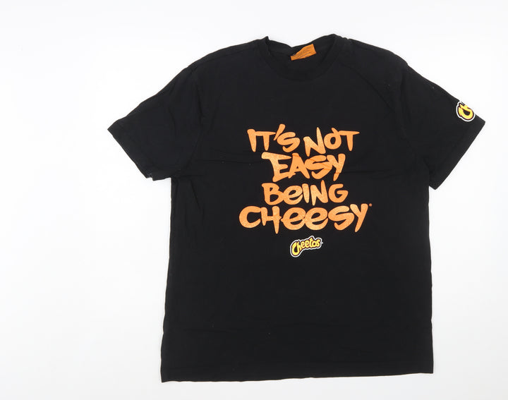 Cheetos Men's Black XL Graphic Short Sleeve T-Shirt Funny 'Cheesy' Slogan