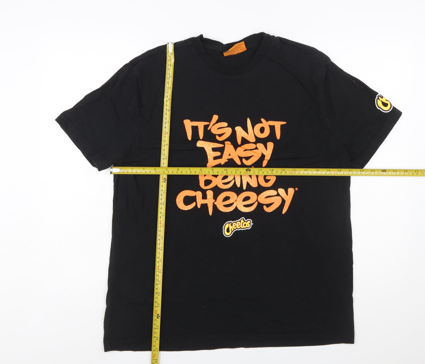 Cheetos Men's Black XL Graphic Short Sleeve T-Shirt Funny 'Cheesy' Slogan