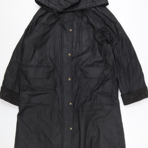 Marks and Spencer Women's Black Waxed Long Hooded Rain Coat Size 12