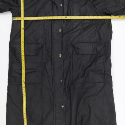 Marks and Spencer Women's Black Waxed Long Hooded Rain Coat Size 12
