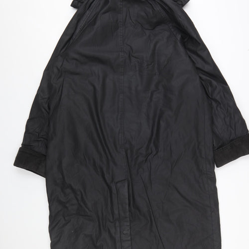 Marks and Spencer Women's Black Waxed Long Hooded Rain Coat Size 12