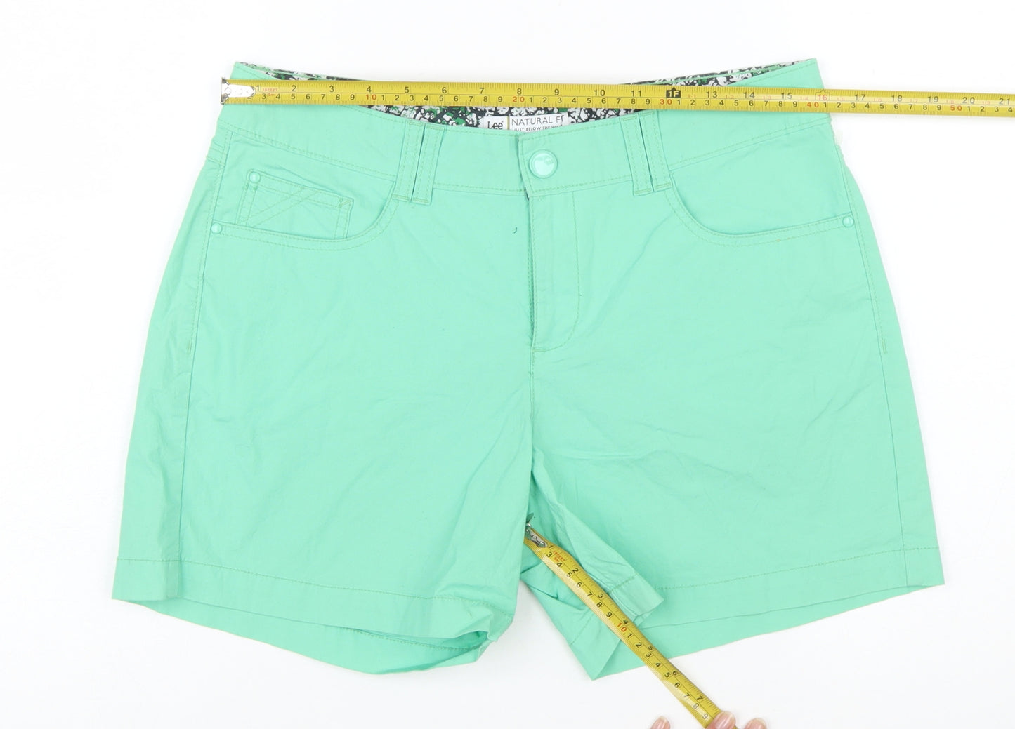 Lee Women's Green Chino Shorts Size 10 Cotton Blend Casual