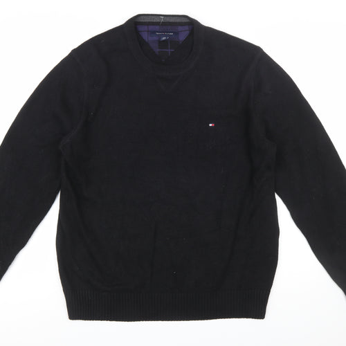 Tommy Hilfiger Men’s Black Cotton Crew Neck Jumper L