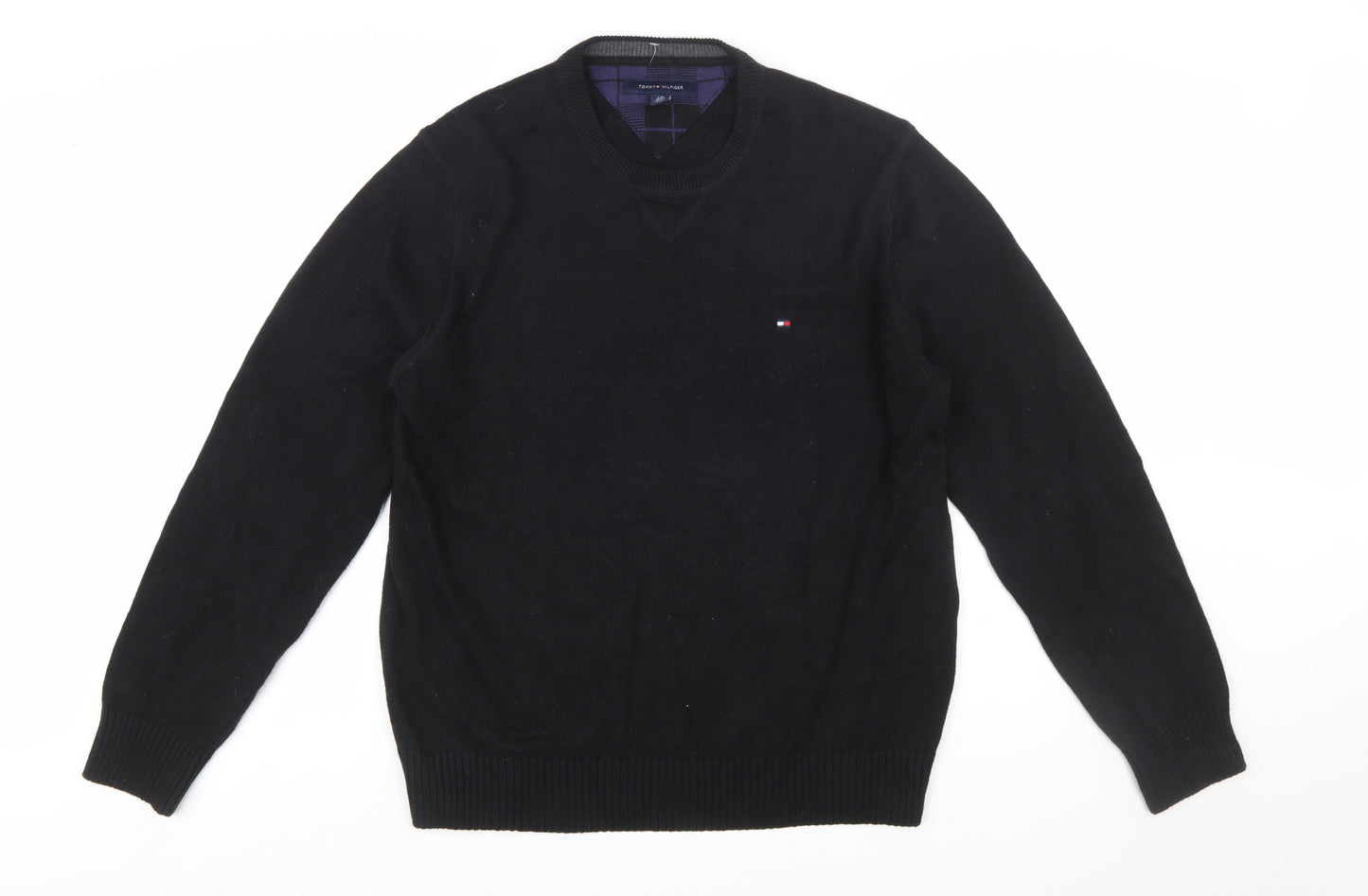 Tommy Hilfiger Men’s Black Cotton Crew Neck Jumper L
