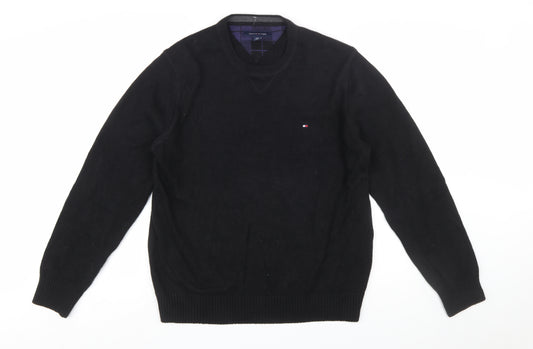 Tommy Hilfiger Men’s Black Cotton Crew Neck Jumper L