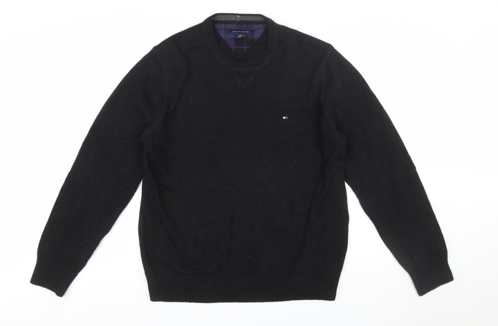 Tommy Hilfiger Men’s Black Cotton Crew Neck Jumper L
