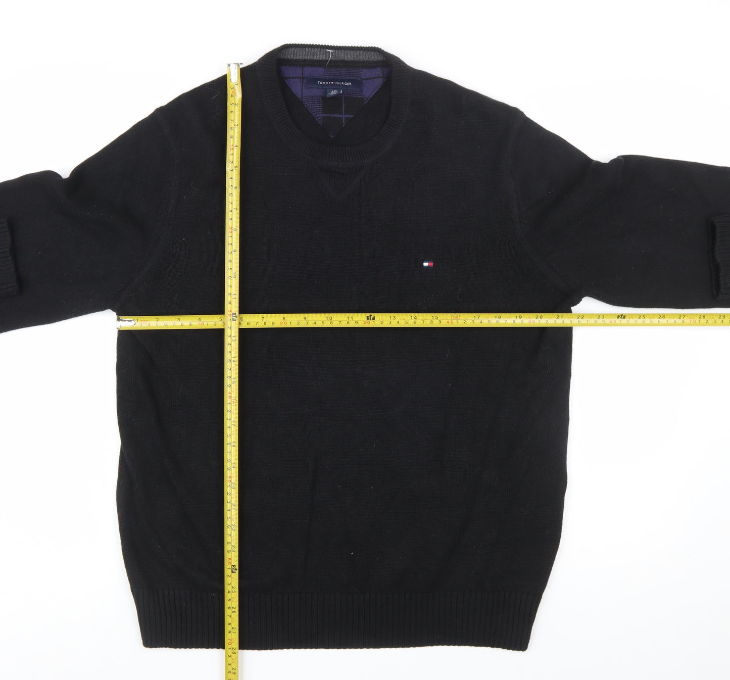 Tommy Hilfiger Men’s Black Cotton Crew Neck Jumper L