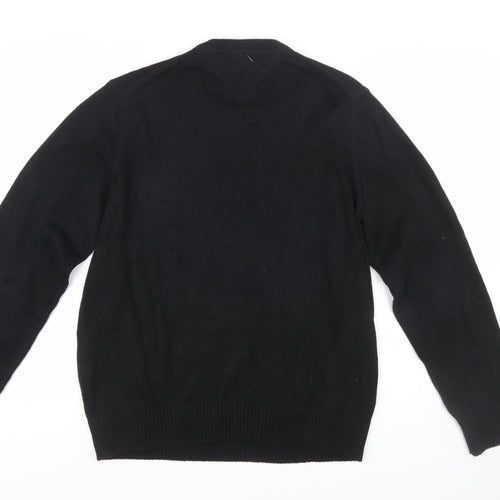 Tommy Hilfiger Men’s Black Cotton Crew Neck Jumper L