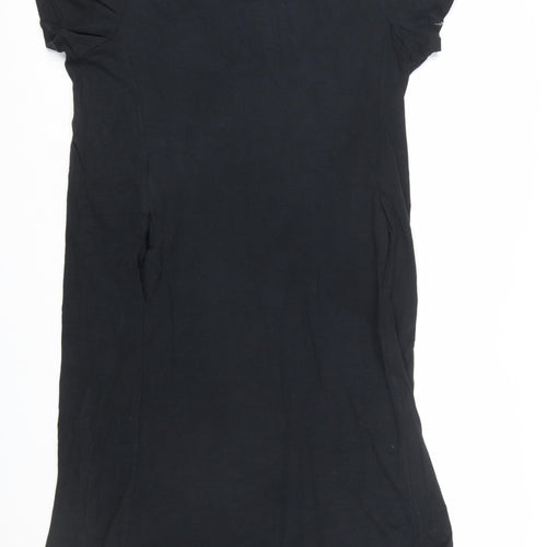 Zim & Zoe Women Black Size 16 Cotton T-Shirt Dress