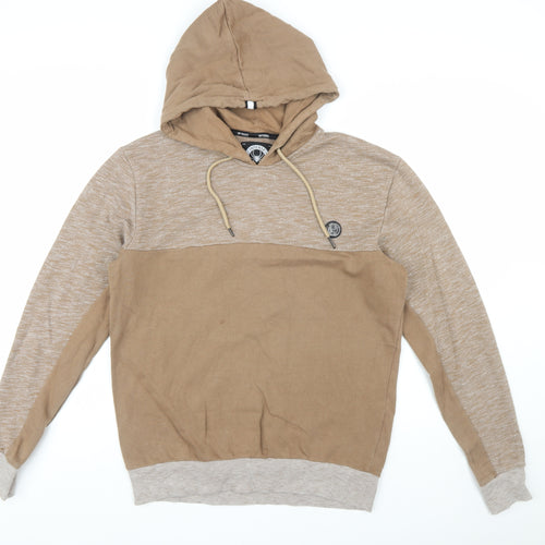 Intense Mens Beige Pullover Hoodie Size L Regular Fit Cotton Blend