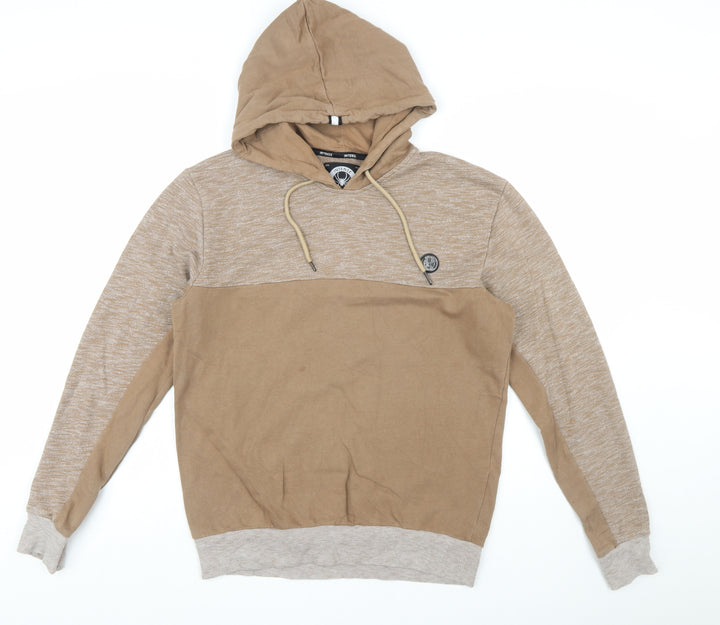 Intense Mens Beige Pullover Hoodie Size L Regular Fit Cotton Blend