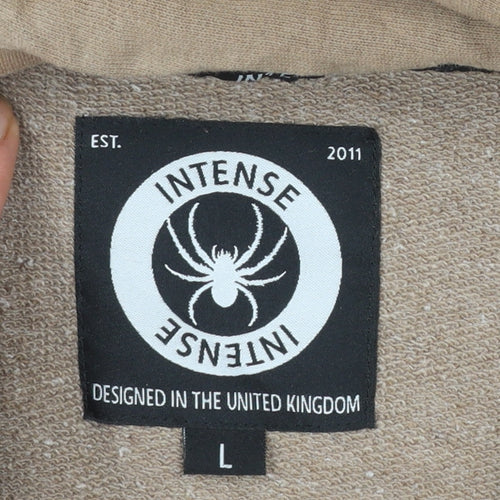 Intense Mens Beige Pullover Hoodie Size L Regular Fit Cotton Blend