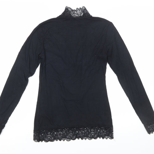 Y.A.S Women’s Black Lace High Neck Long Sleeve Tunic Blouse Size M