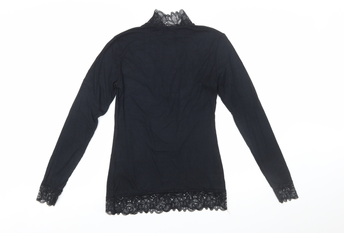 Y.A.S Women’s Black Lace High Neck Long Sleeve Tunic Blouse Size M