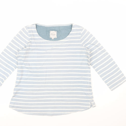 Mistral Women's Blue Striped 3/4 Sleeve Cotton T-Shirt Size 12