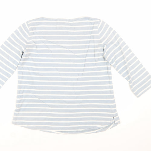 Mistral Women's Blue Striped 3/4 Sleeve Cotton T-Shirt Size 12