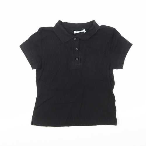 Weekday Women's Black Cotton Polo Shirt Size S Short Sleeve