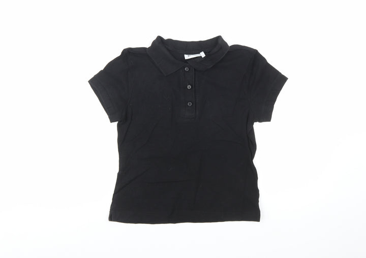 Weekday Women's Black Cotton Polo Shirt Size S Short Sleeve