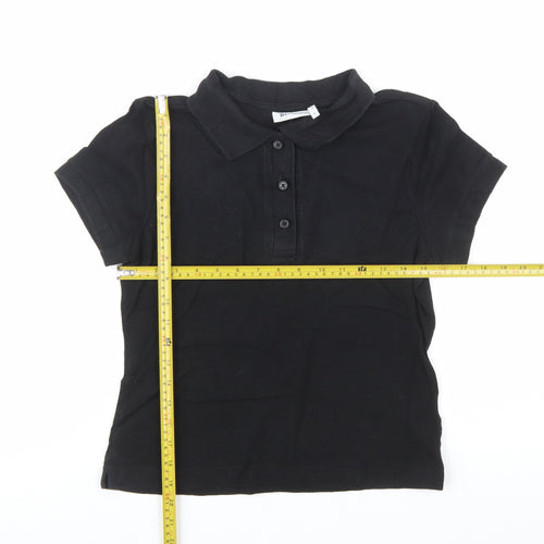 Weekday Women's Black Cotton Polo Shirt Size S Short Sleeve