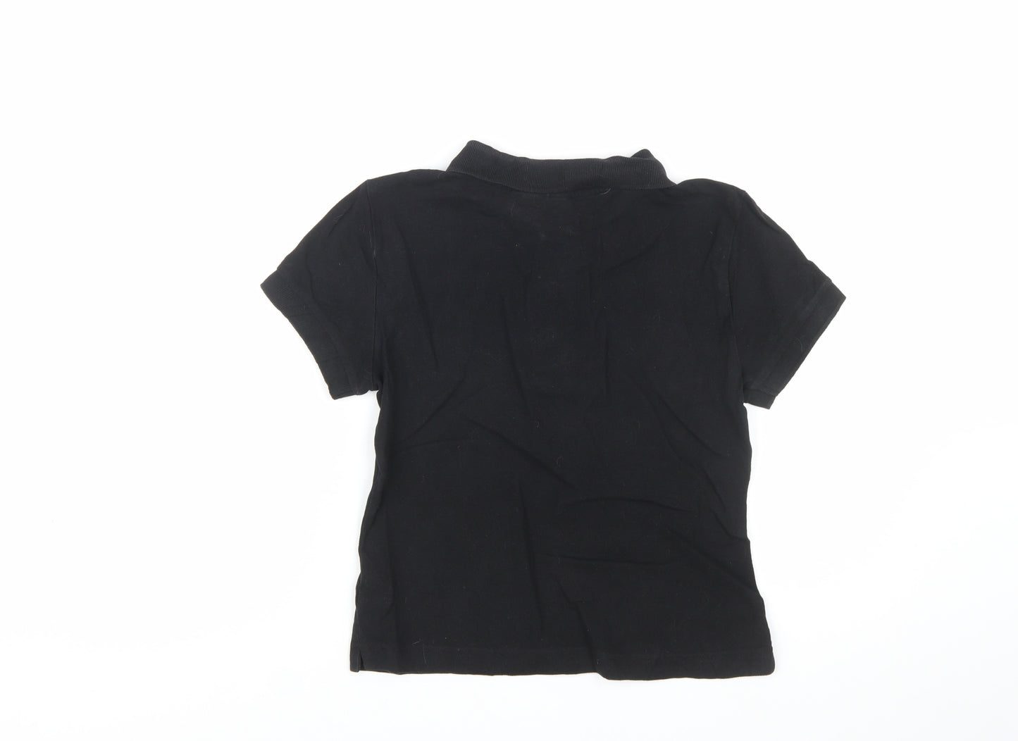 Weekday Women's Black Cotton Polo Shirt Size S Short Sleeve