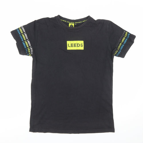 Leeds United Men's Black Graphic Print Cotton T-Shirt Size S
