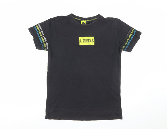 Leeds United Men's Black Graphic Print Cotton T-Shirt Size S
