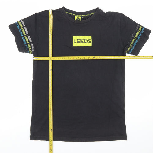 Leeds United Men's Black Graphic Print Cotton T-Shirt Size S