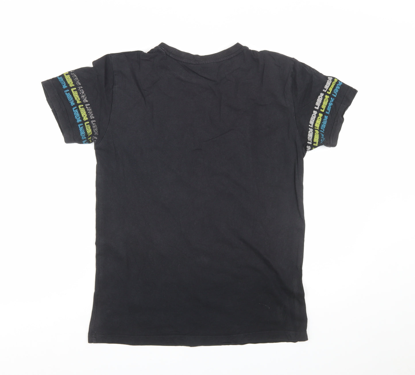 Leeds United Men's Black Graphic Print Cotton T-Shirt Size S