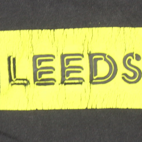 Leeds United Men's Black Graphic Print Cotton T-Shirt Size S