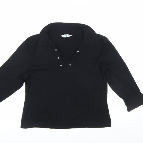 New Look Women's Black Size 18 V-Neck 3/4 Sleeve Jersey Blouse