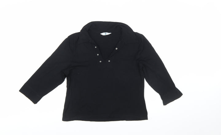 New Look Women's Black Size 18 V-Neck 3/4 Sleeve Jersey Blouse