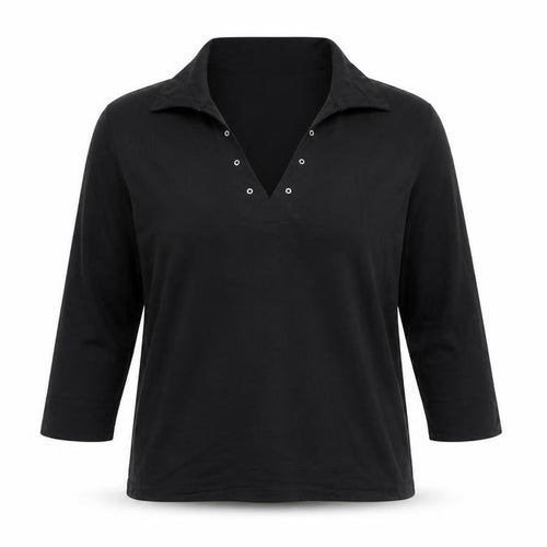 New Look Women's Black Size 18 V-Neck 3/4 Sleeve Jersey Blouse