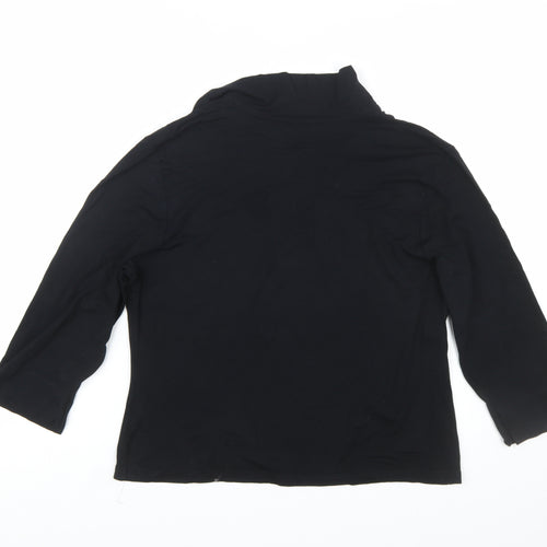 New Look Women's Black Size 18 V-Neck 3/4 Sleeve Jersey Blouse