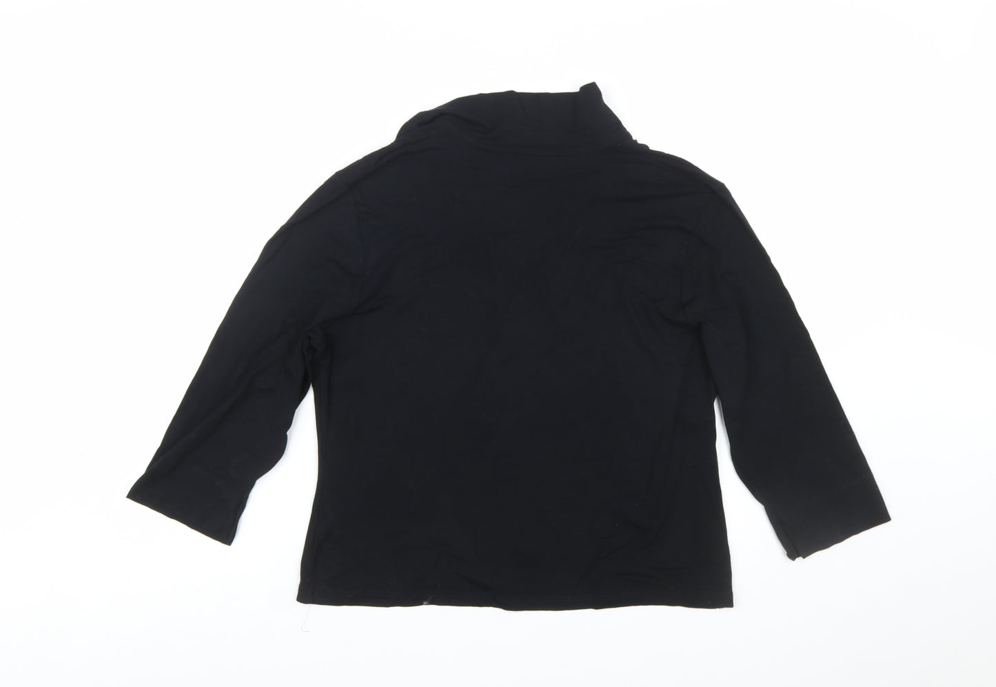 New Look Women's Black Size 18 V-Neck 3/4 Sleeve Jersey Blouse