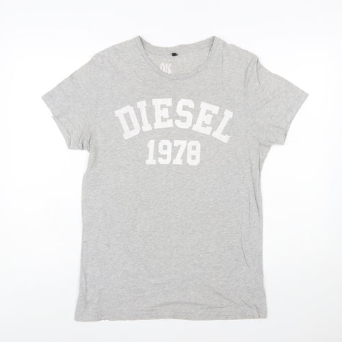 Diesel Men’s Grey 1978 Graphic Cotton T-Shirt Size L Regular Fit
