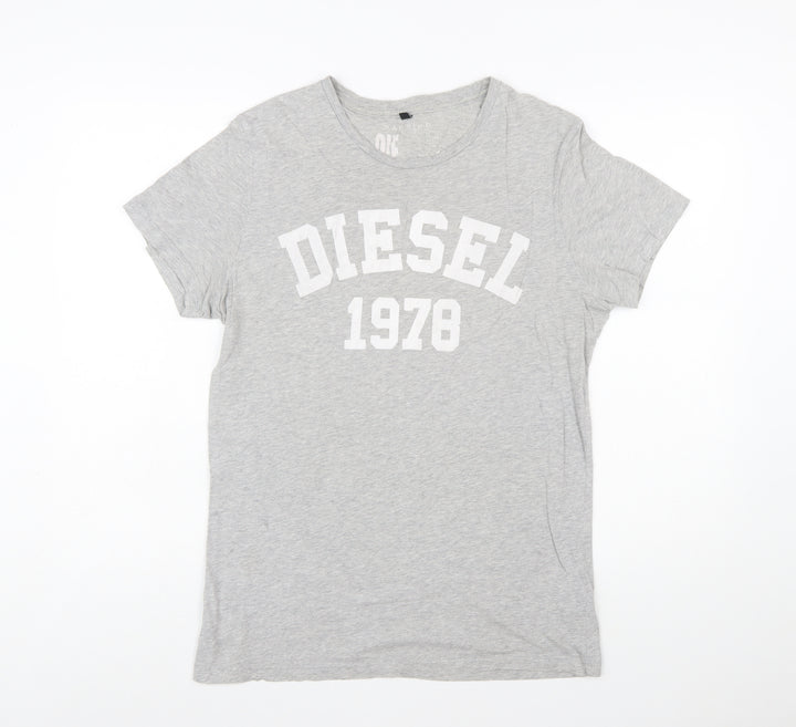 Diesel Men’s Grey 1978 Graphic Cotton T-Shirt Size L Regular Fit