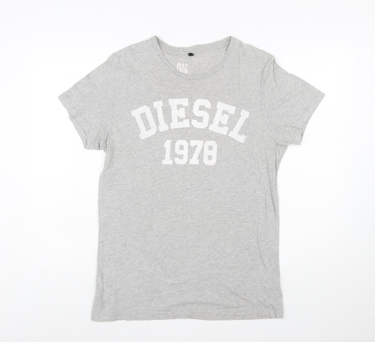 Diesel Men’s Grey 1978 Graphic Cotton T-Shirt Size L Regular Fit