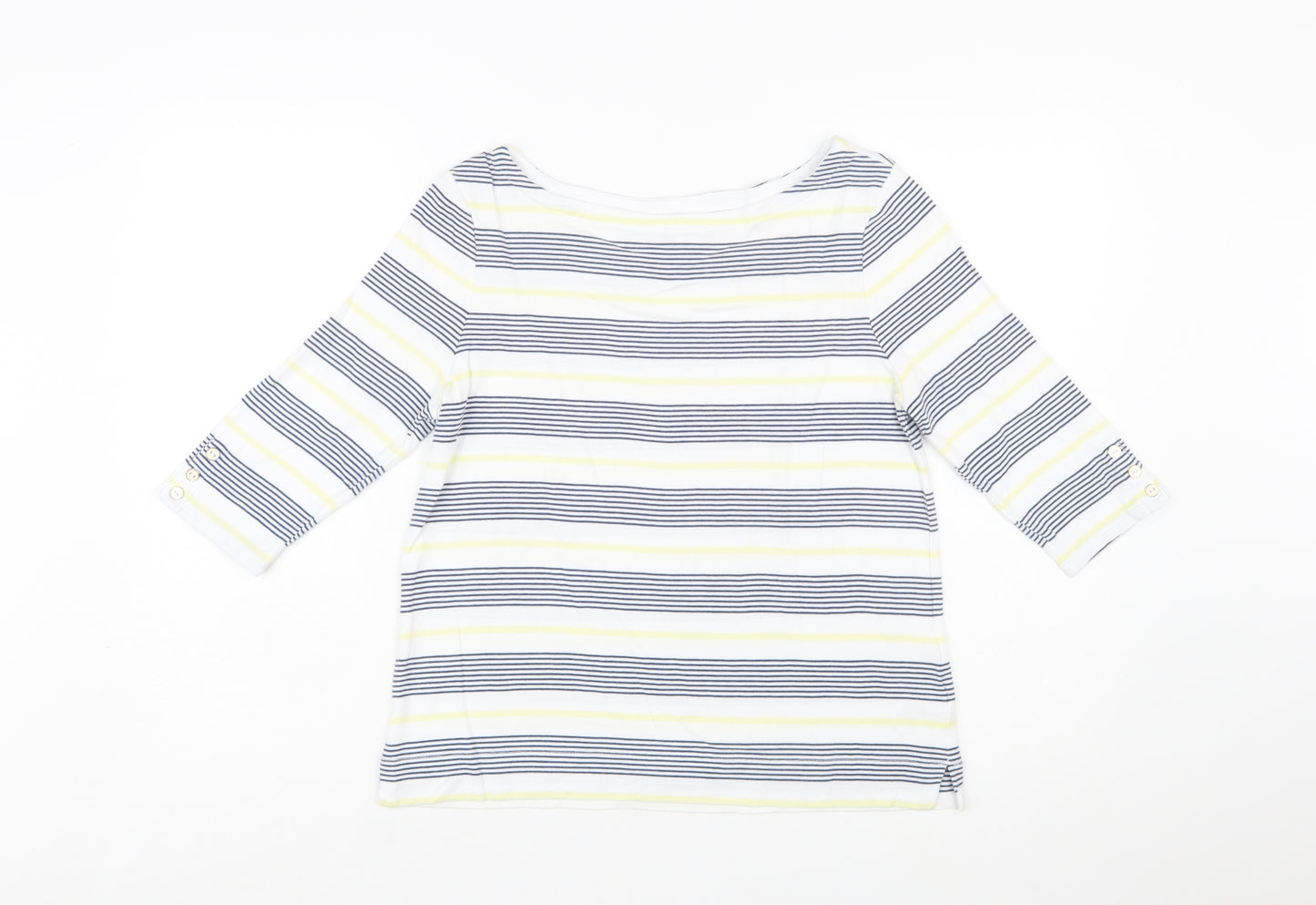 Tabitha Webb Women’s Multicoloured Striped 3/4 Sleeve Boat Neck T-Shirt Size L